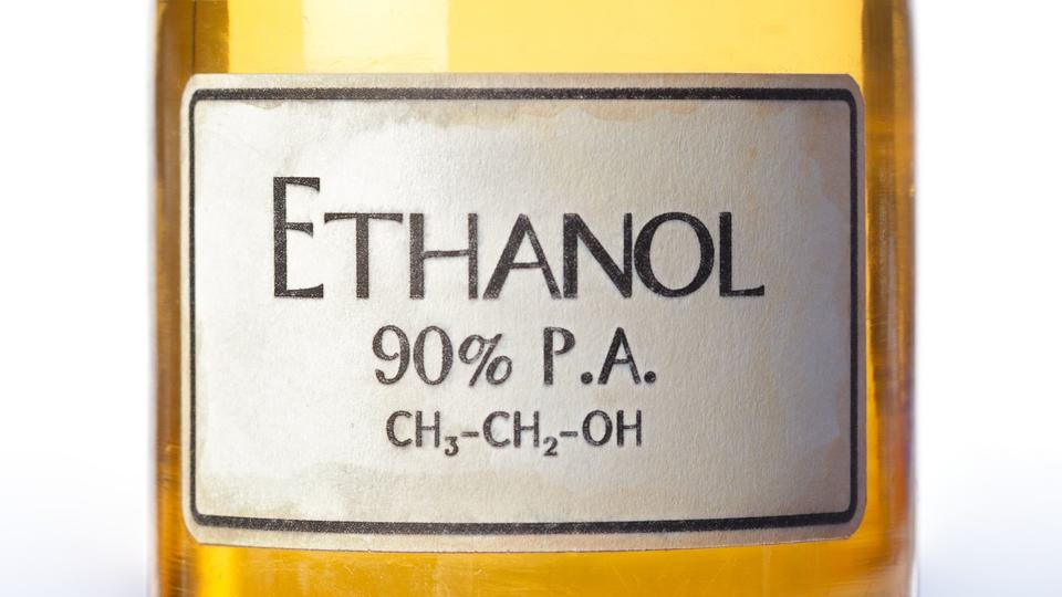 A label of a Ethanol Bottle