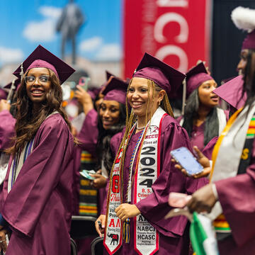 Group of NCCU Graduates at commencement in the McClendon McDougal Arena
