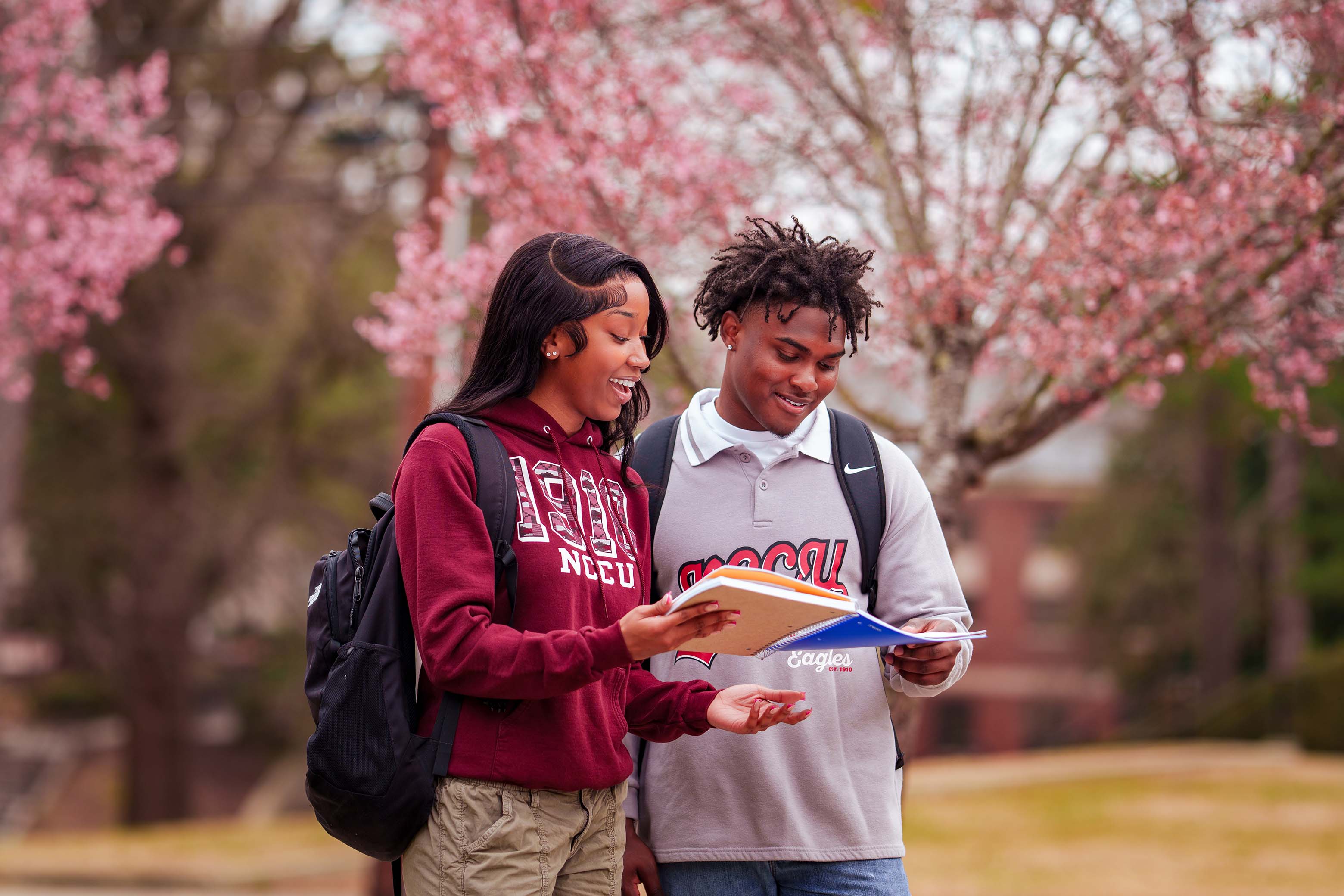 two students outside