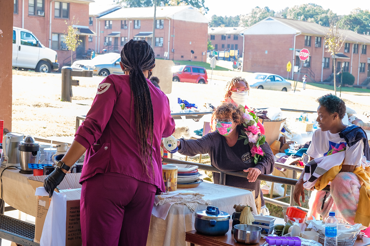 Student at community event