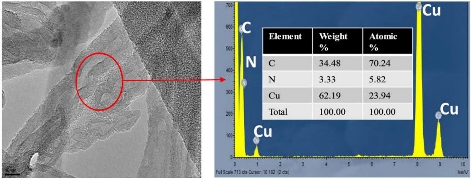 High resolution of TEM and Caf-CNT of corresponding EDS