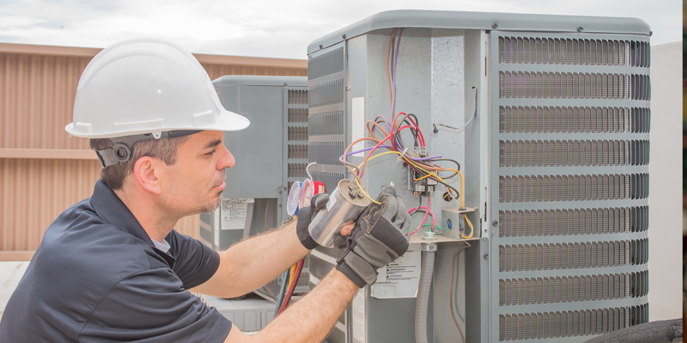 stock image of HVAC tech