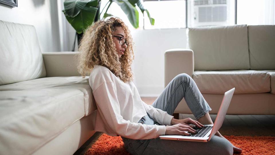 Girl using a laptop