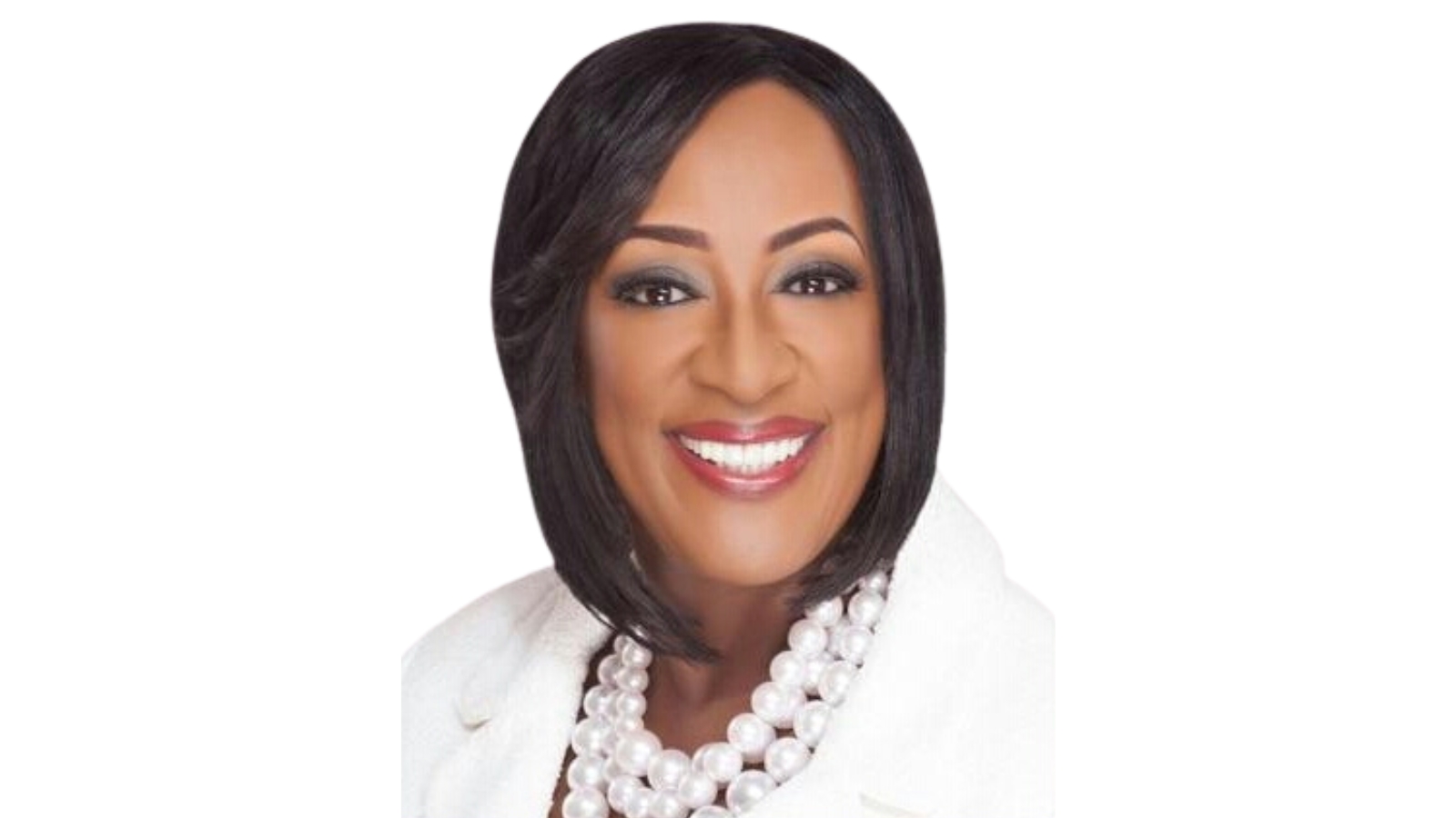 Professional portrait of Gwendolyn Boyd smiling, wearing a white blazer and pearl necklace against a clean white background.