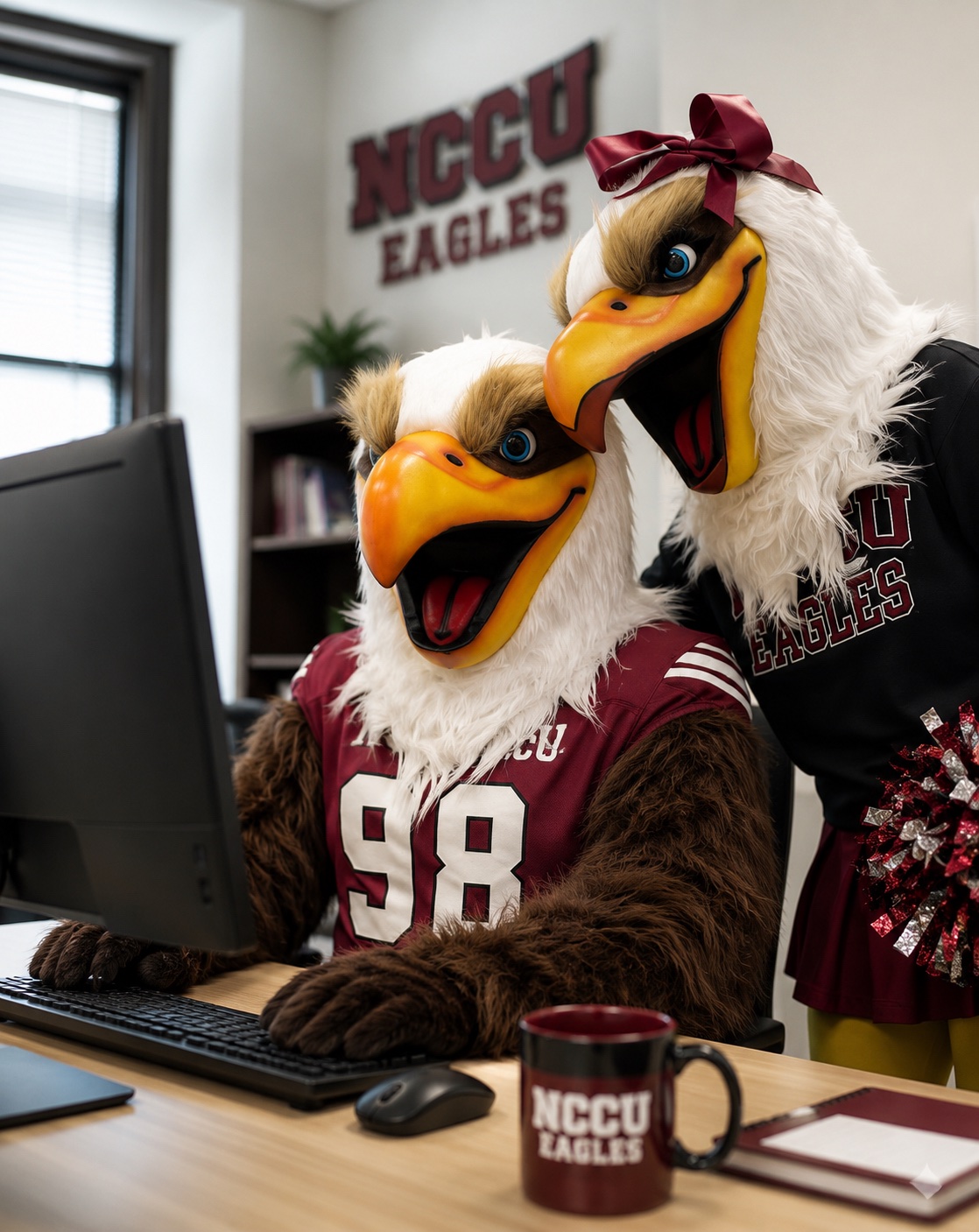 NCCU Eagles working on computer