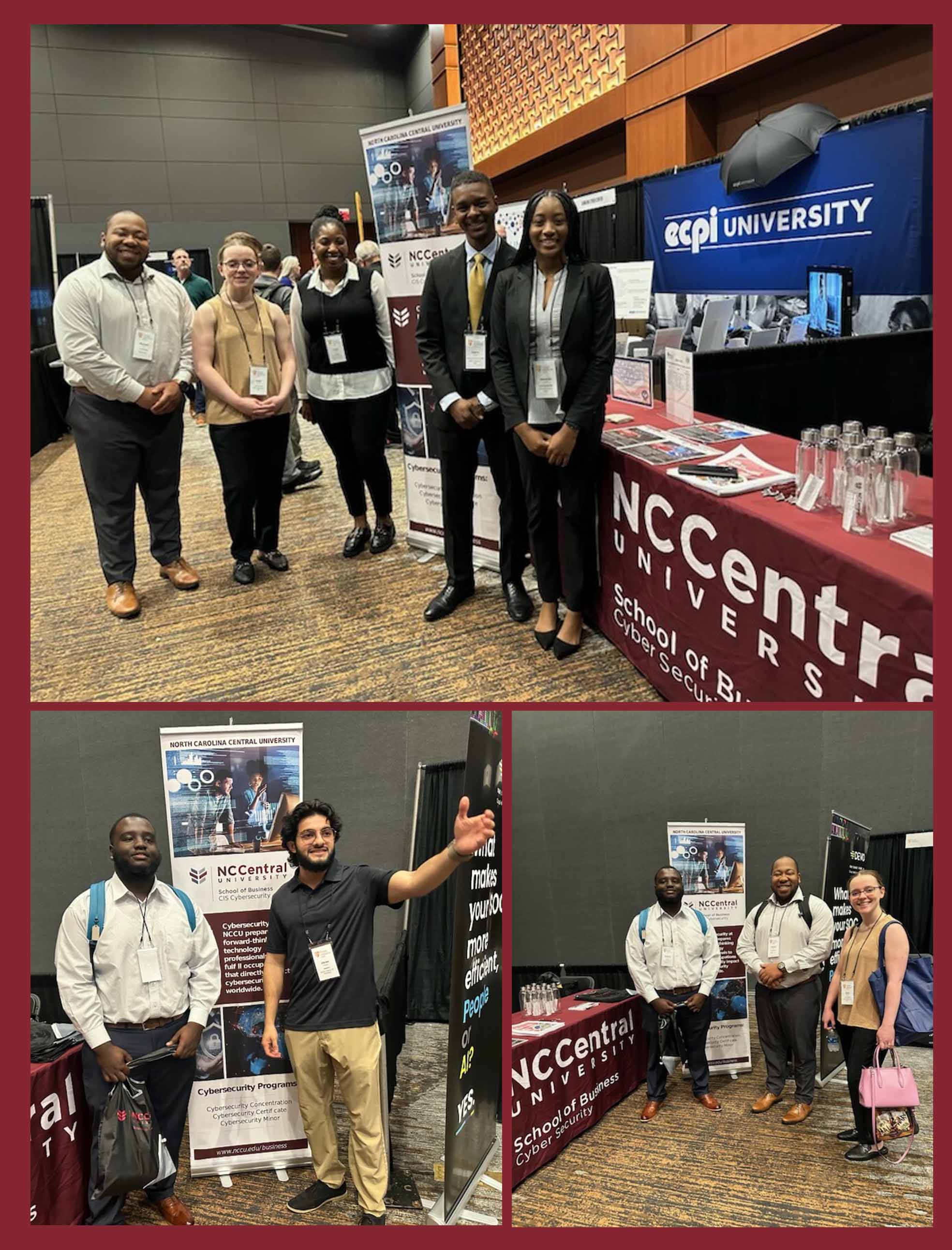 A collage of pictures of the NCCU panel at InfoSec 2023