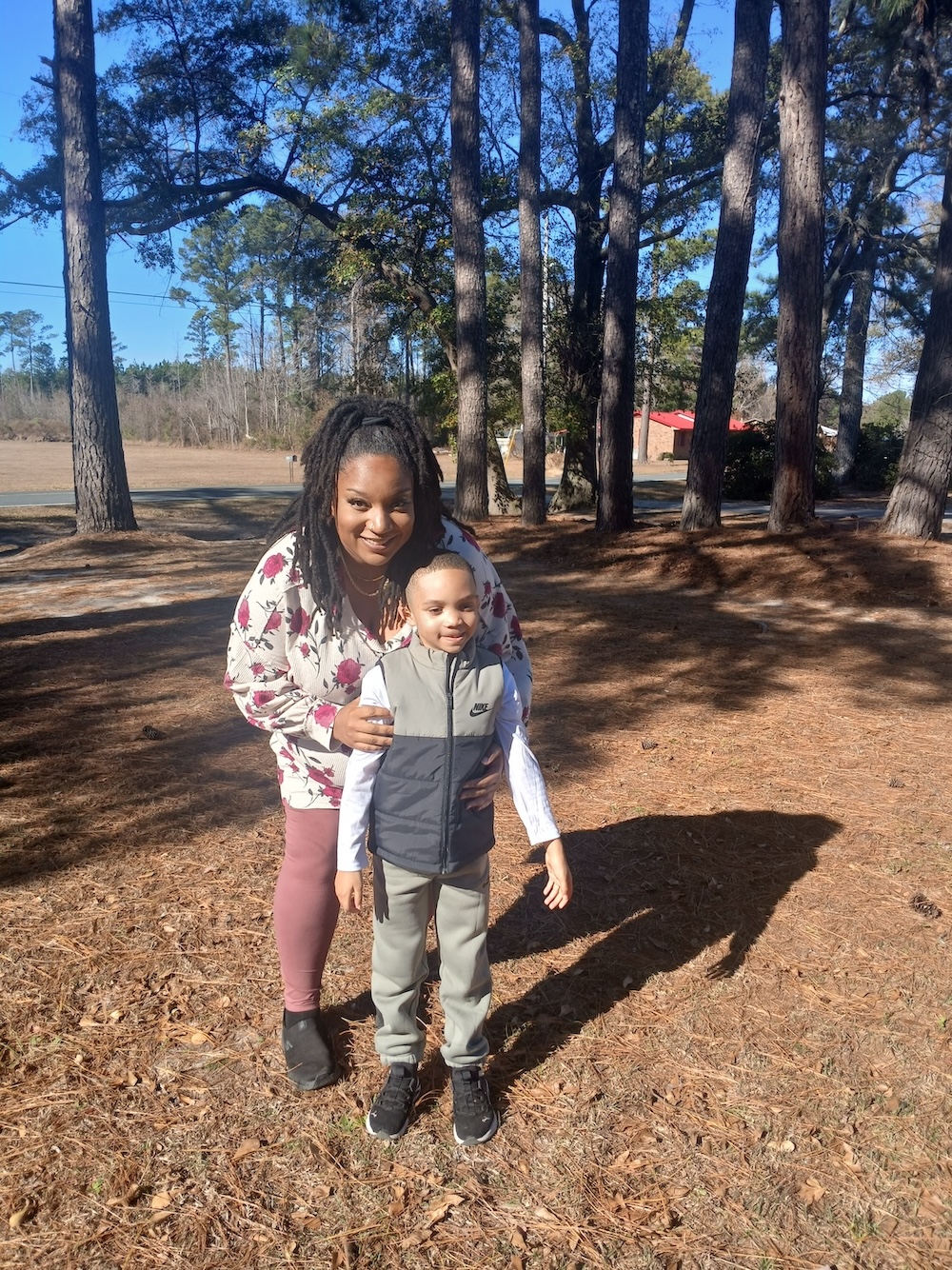 Jorden Addams and son enjoy the sunshine. 