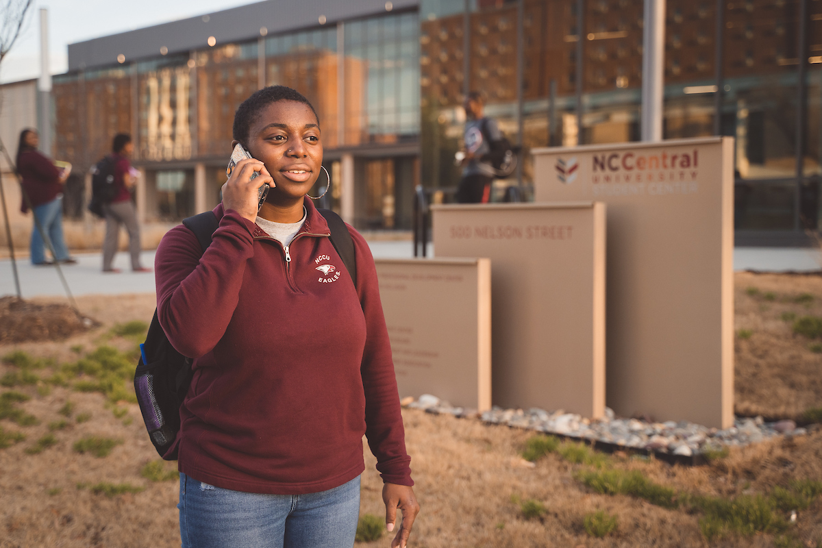 Student calling on the phone