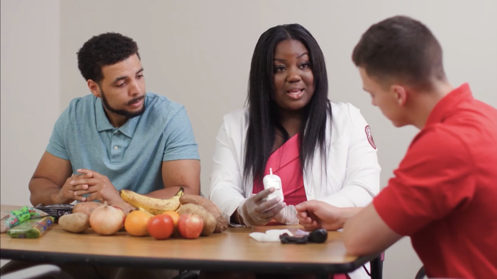 Student discussing on table