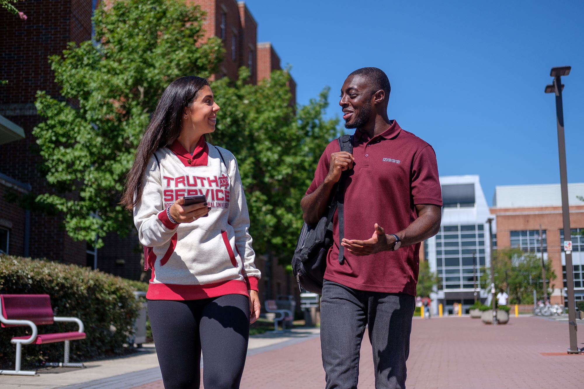 Two students outside 