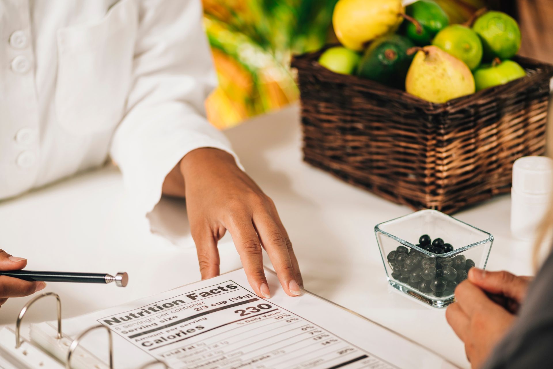 Student reviewing Nutritional facts on a sheet