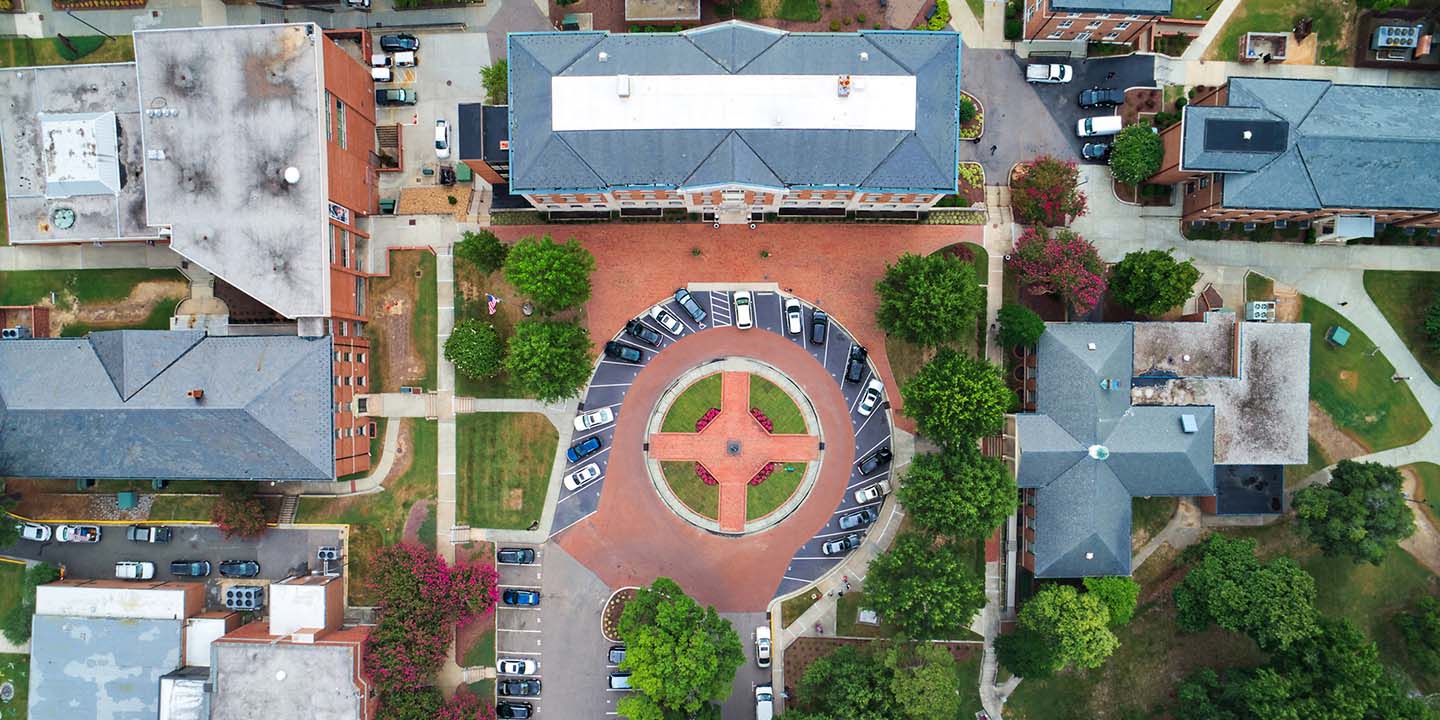 Overhead view of administration building