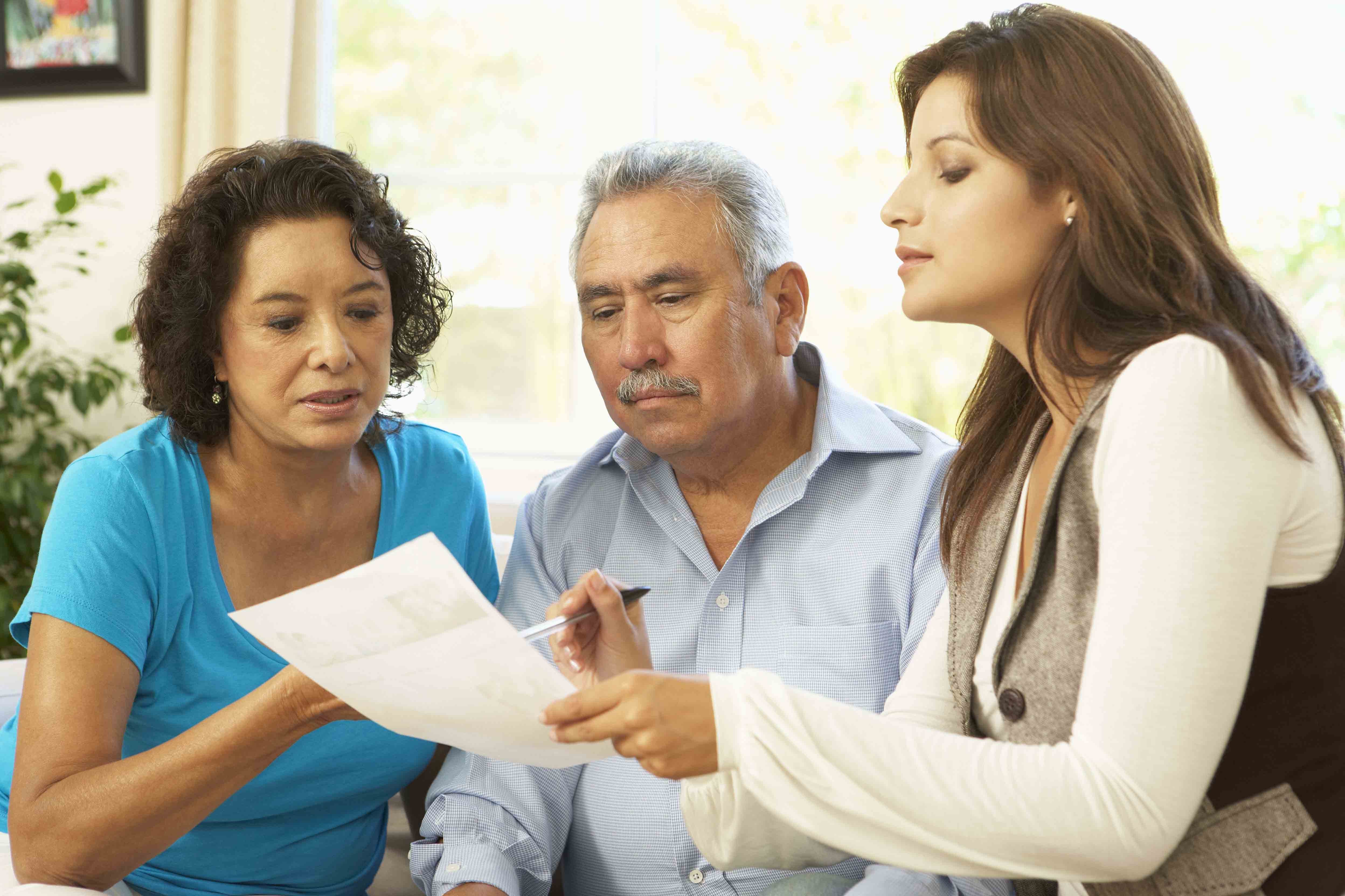 Stock image of student and parents