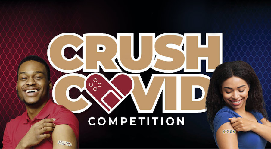 Crush Covid Competition Logo with 2 students