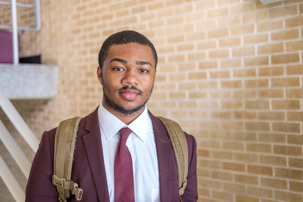 Student carrying a backpack