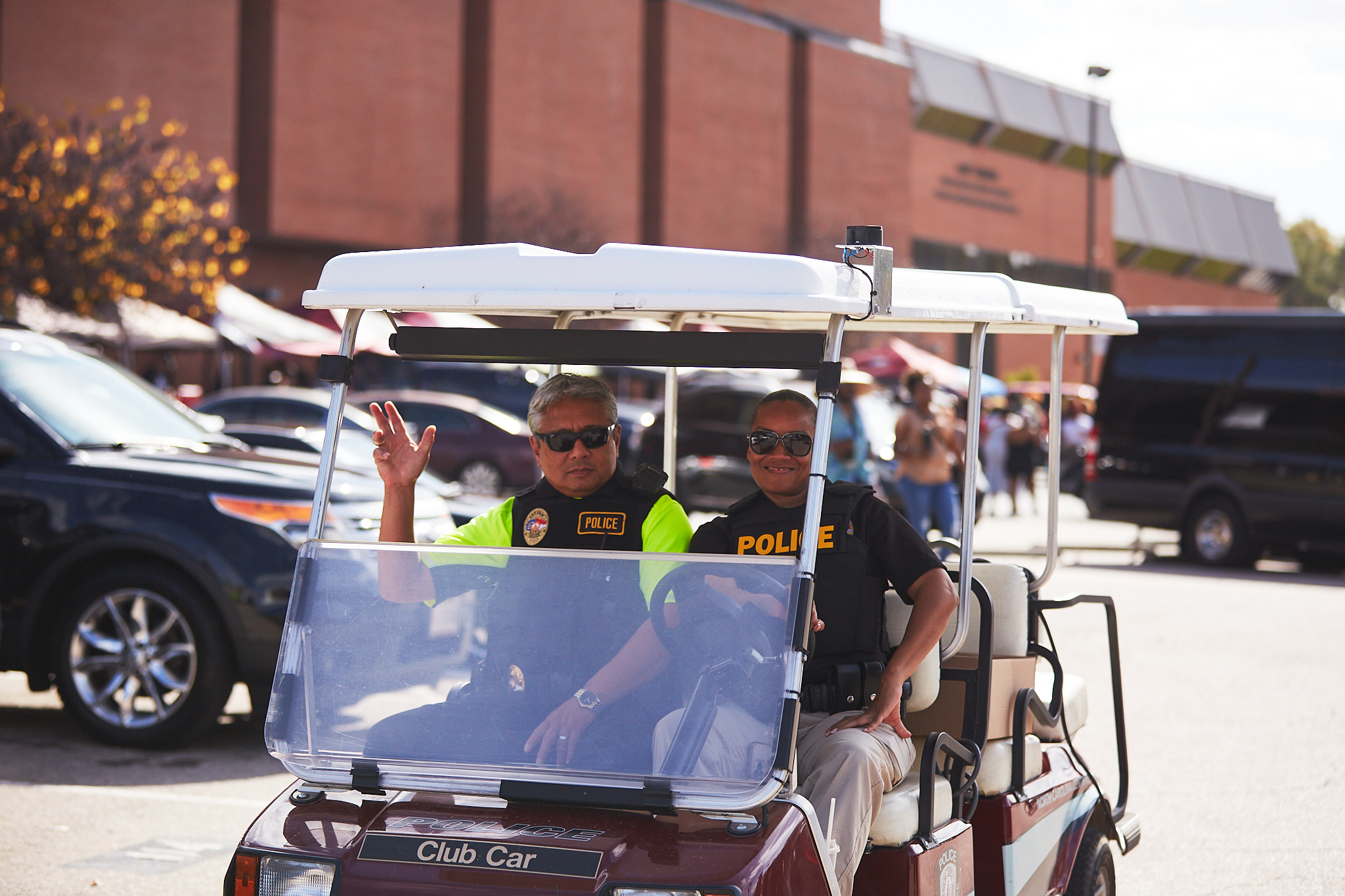 Police in golf cart
