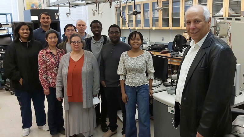 Dr Karoui and his team in the nanomaterial characterization laboratory at NCCU.