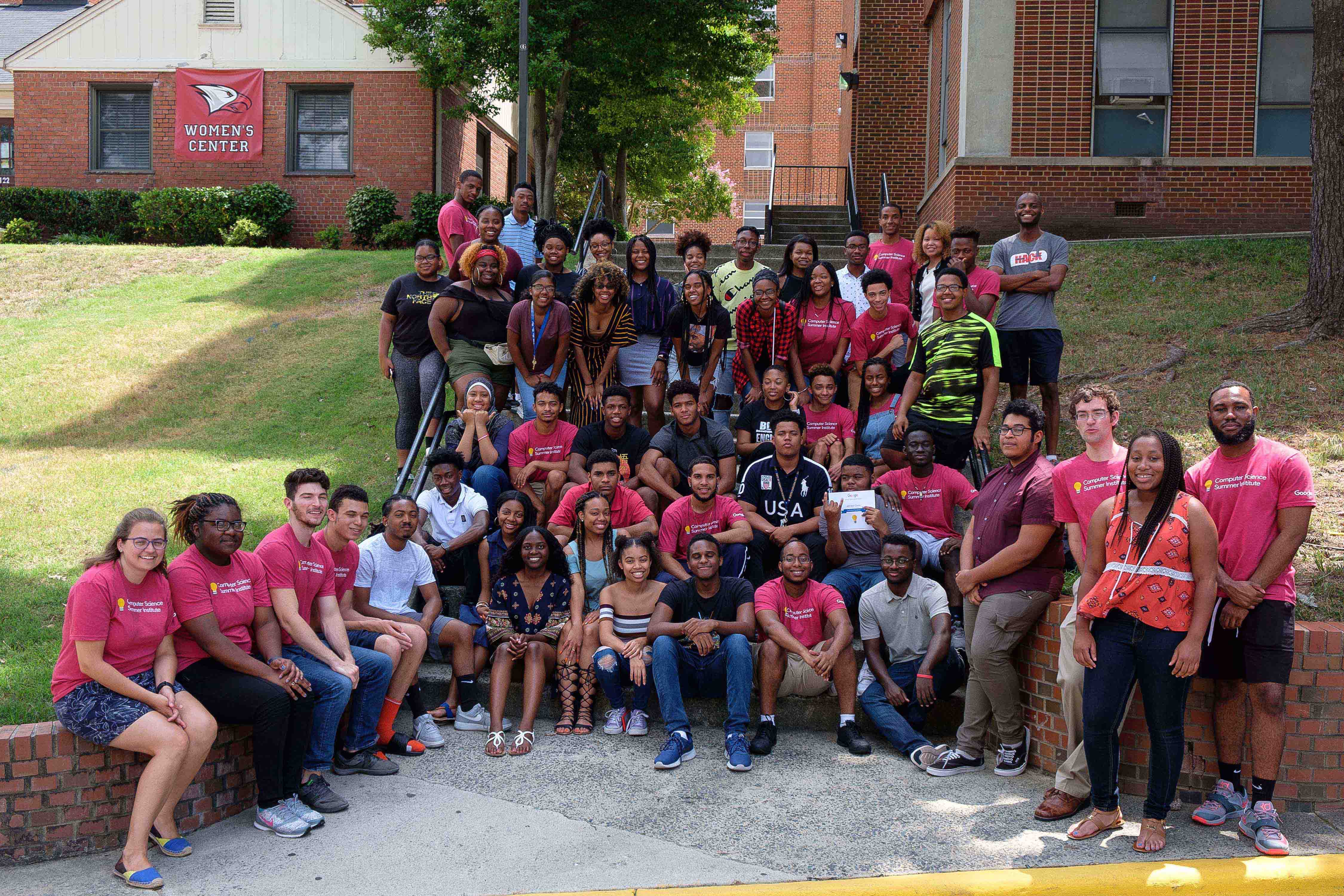 students gathered outside