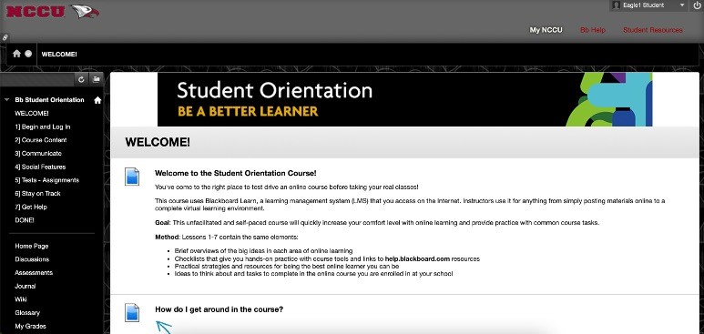 Student Orientation webpage