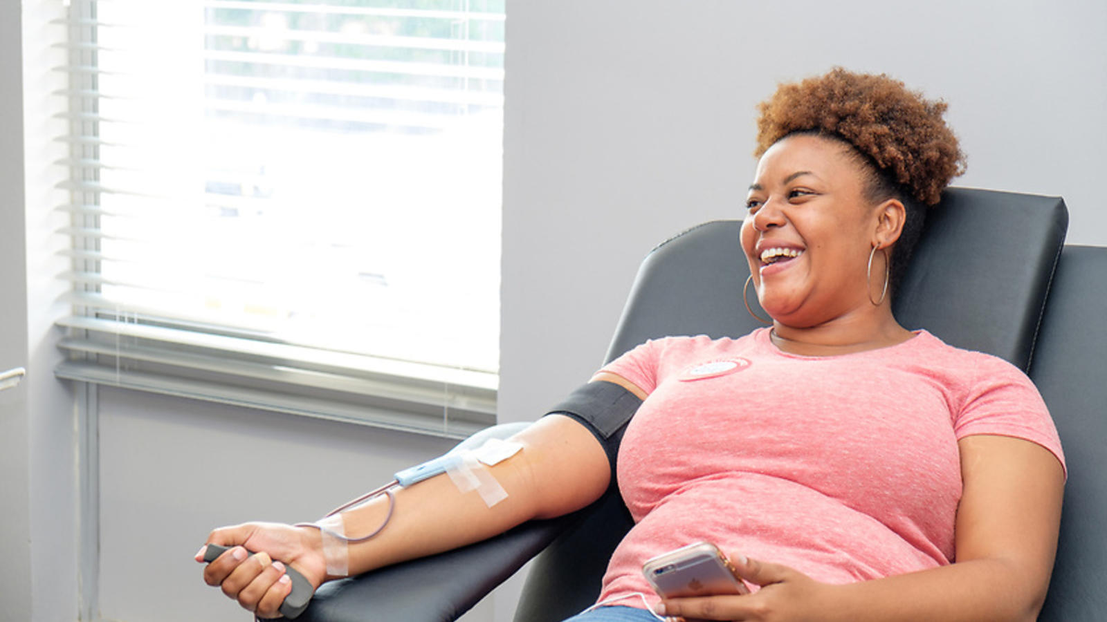 student giving blood