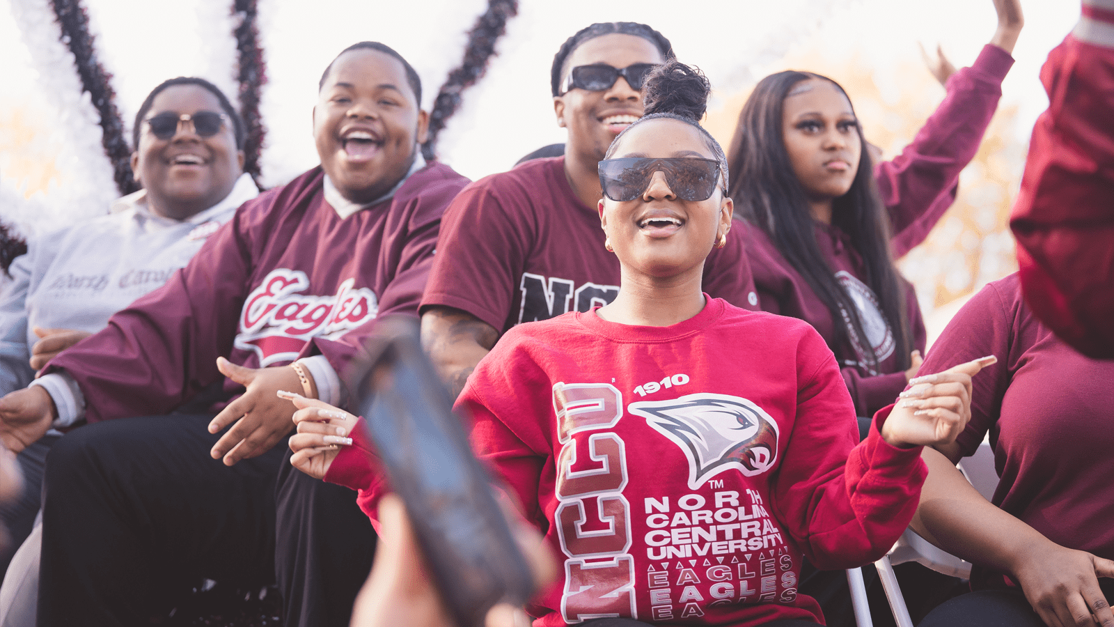 NCCU students celebrating on Homecoming game day
