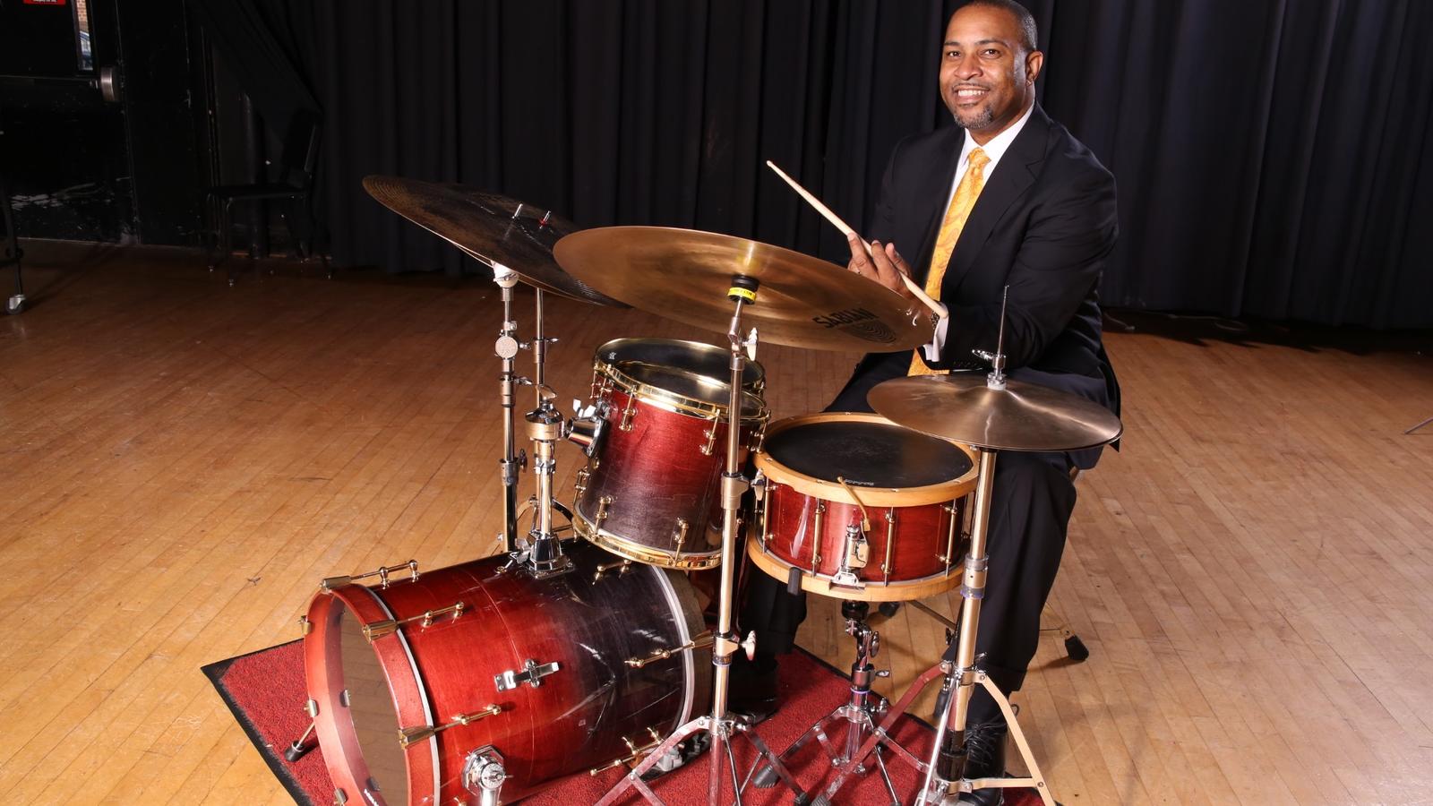 Professor Thomas Taylor with drums