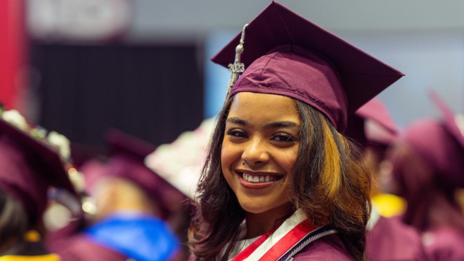 Student in graduation ceremony