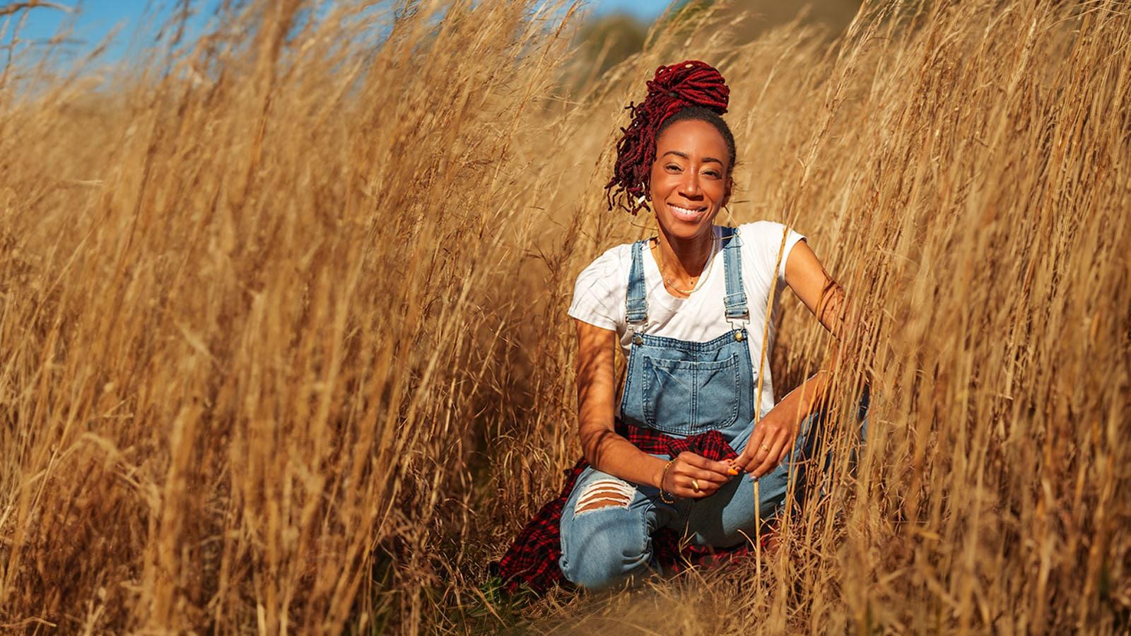 Crysal Taylor in a wheat field