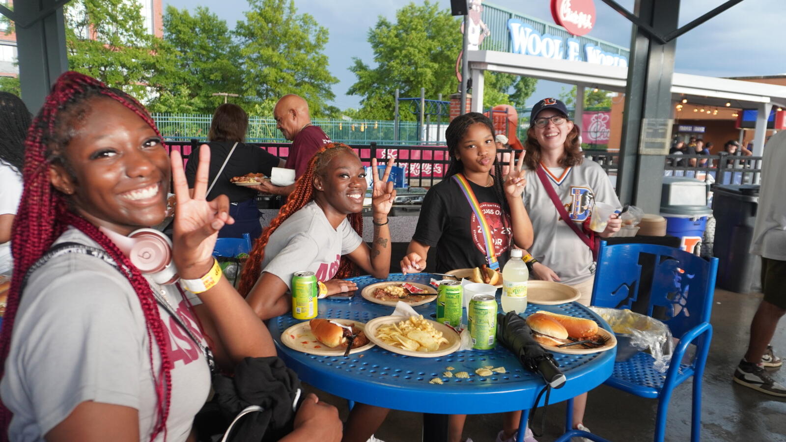Students at baseball game