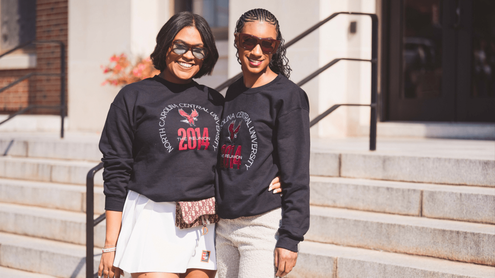Photo of two nccu Students outside