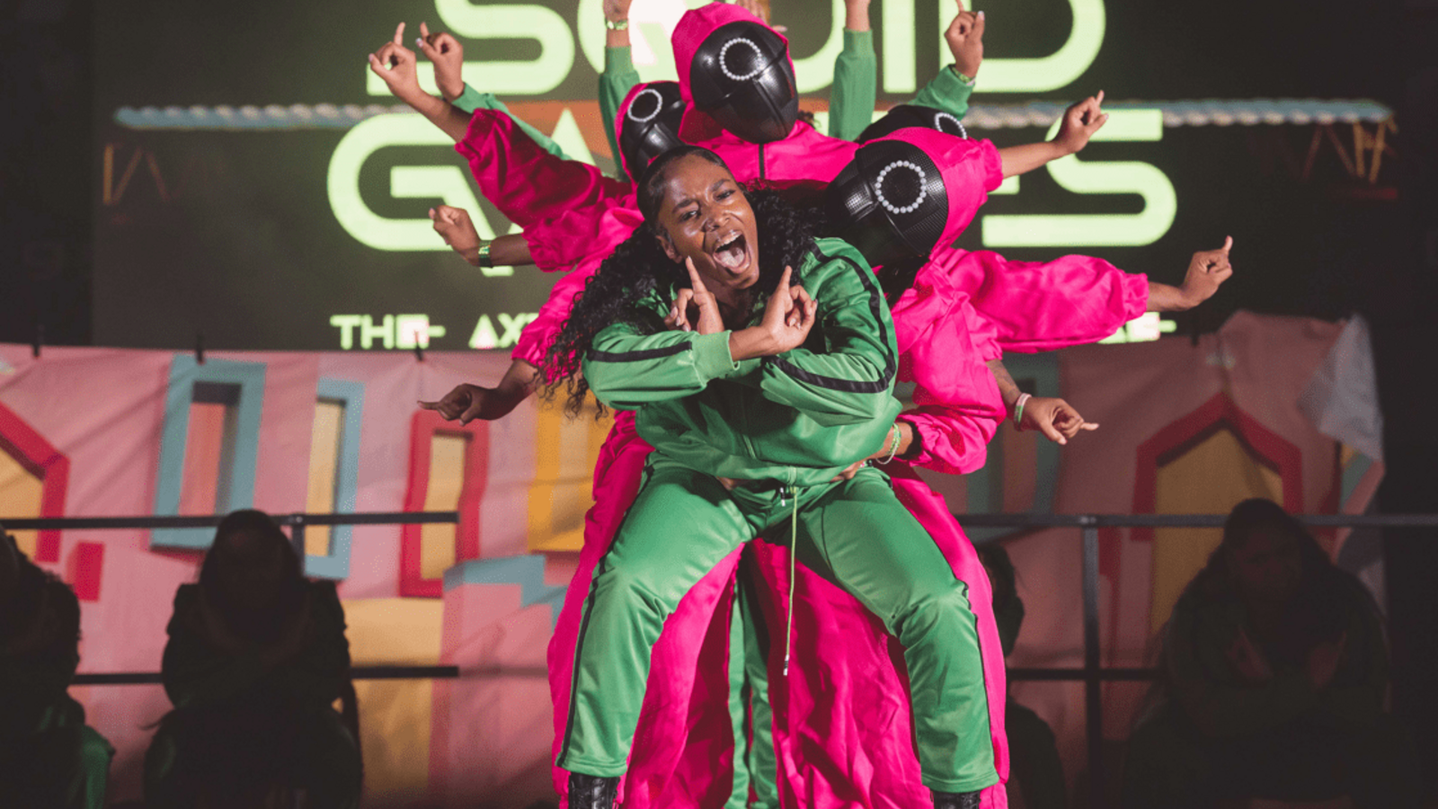 Dancers on a stage for NCCU step show