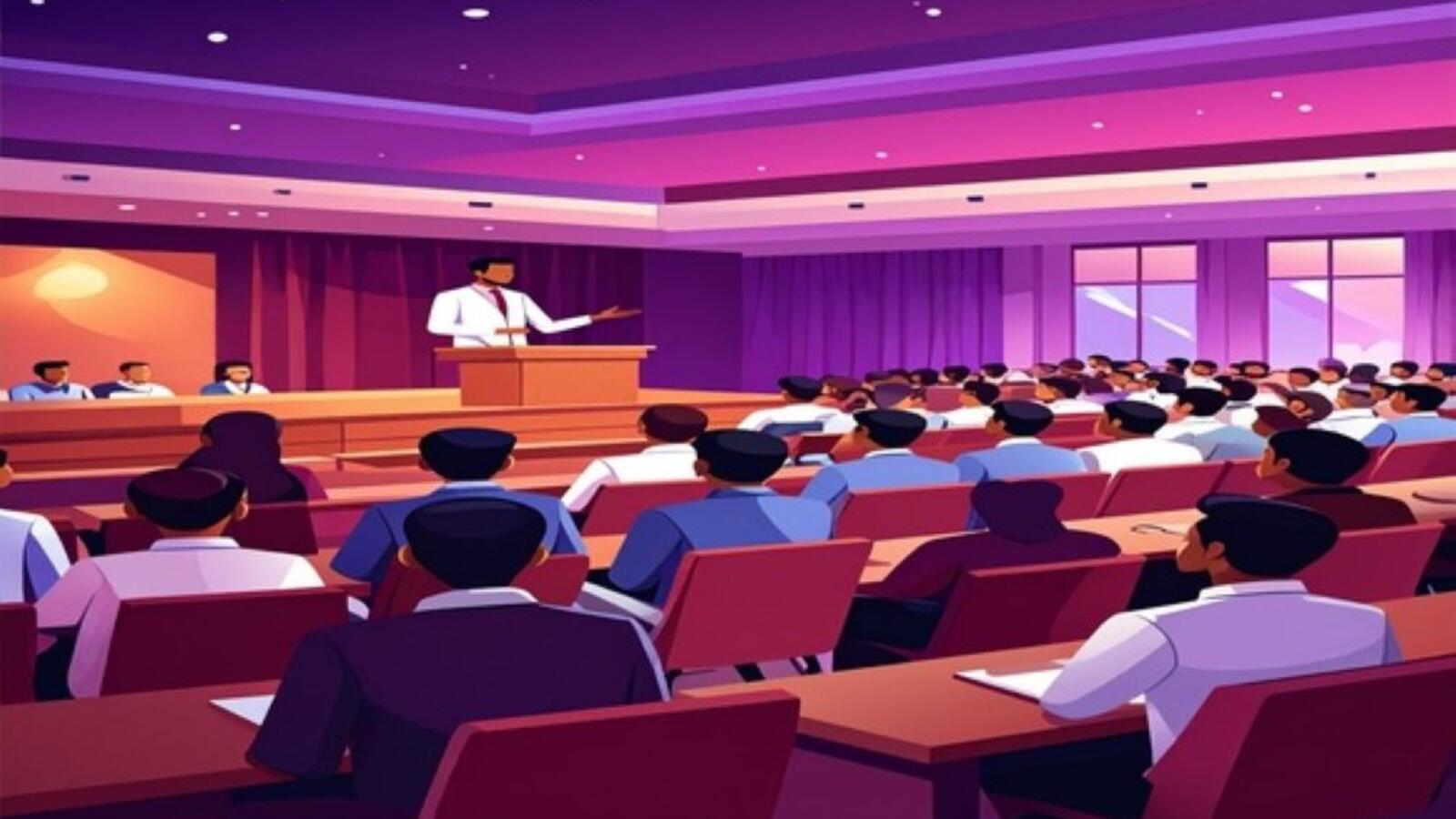 Person speaking in front of group