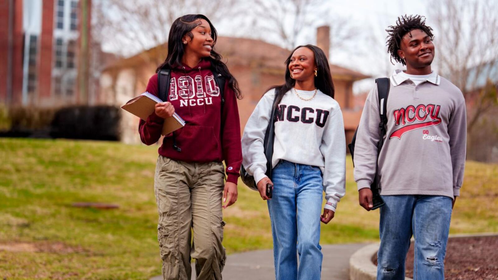 Students walking through campus