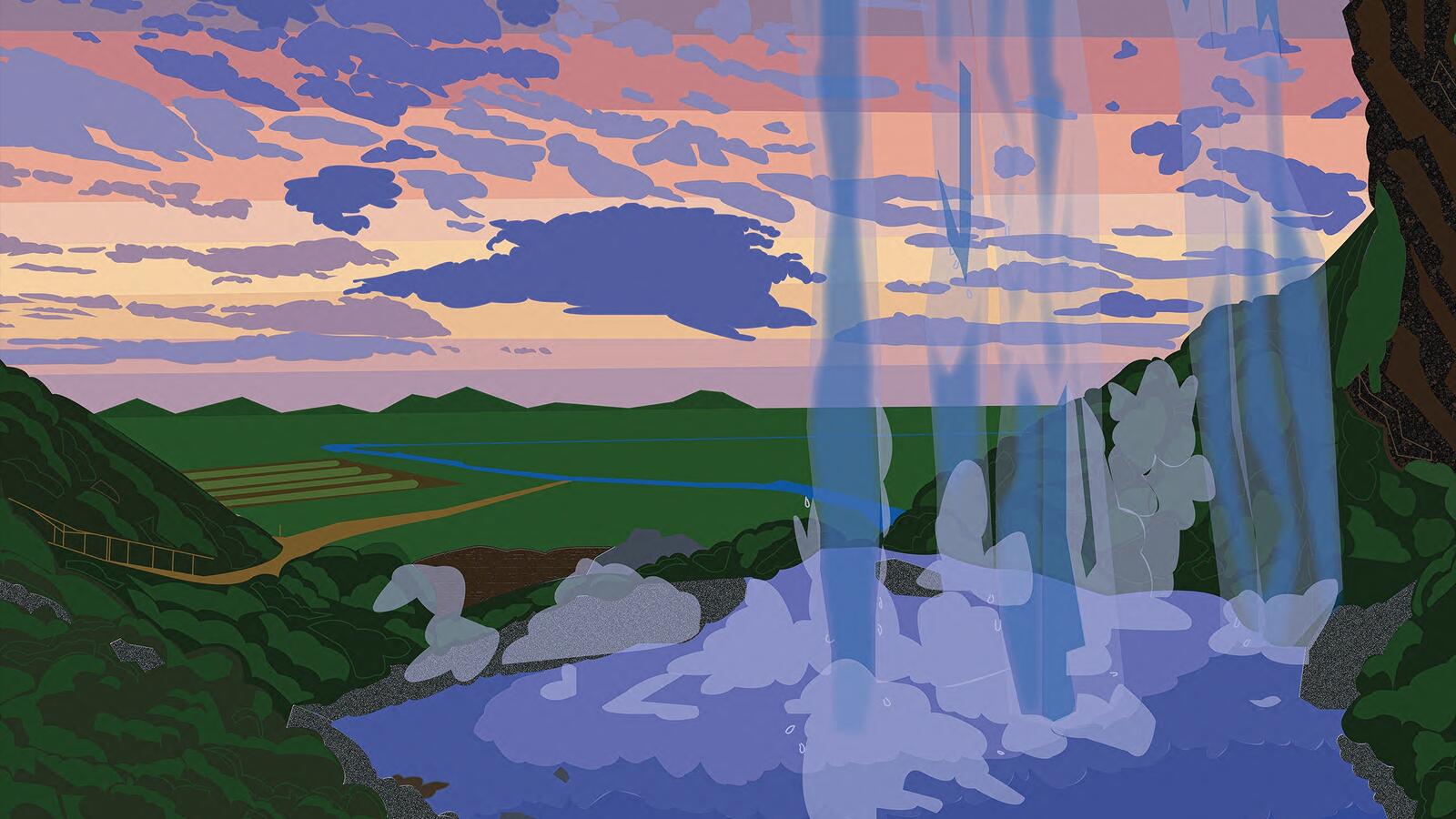 Waterfall Landscape painting