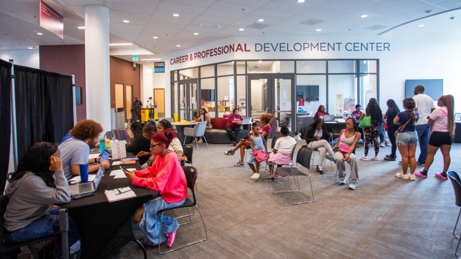 Students on the Career and Professional Development Center