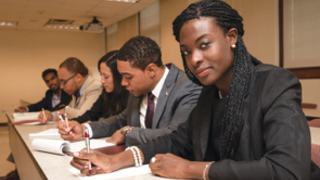 Law students sitting at desks