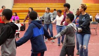 Students are playing on camp