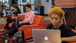 Student working int the Library