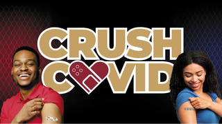 Crush Covid Challenge Logo with 2 students