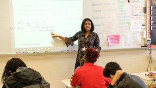 Instructor teaching in a classroom