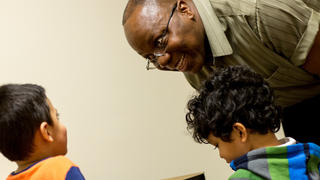 Teacher with kids