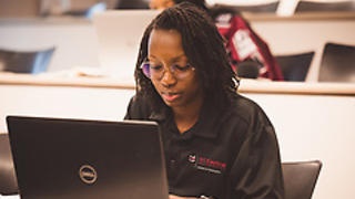 Student working on laptop