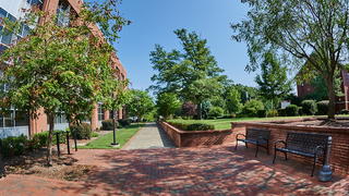 Landscape including trees and buildings