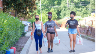 A group of students walking.