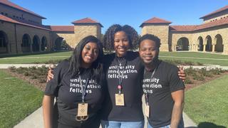University Innovation Fellows with professor