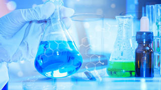 laboratory Glassware Containing Chemical Liquid