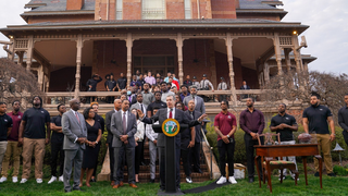 NCCU Football Team and Gov. Cooper