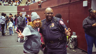 Student with Chief of University Police