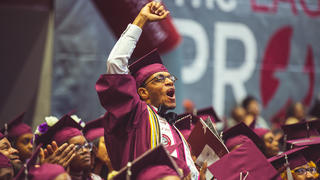 NCCU graduate Jesse White celebrating at ceremony