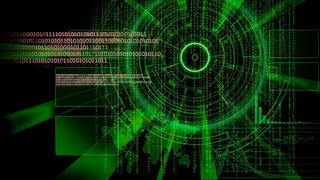 Binary code on top of green and black circle. NC Central University, Information Technology Security logo